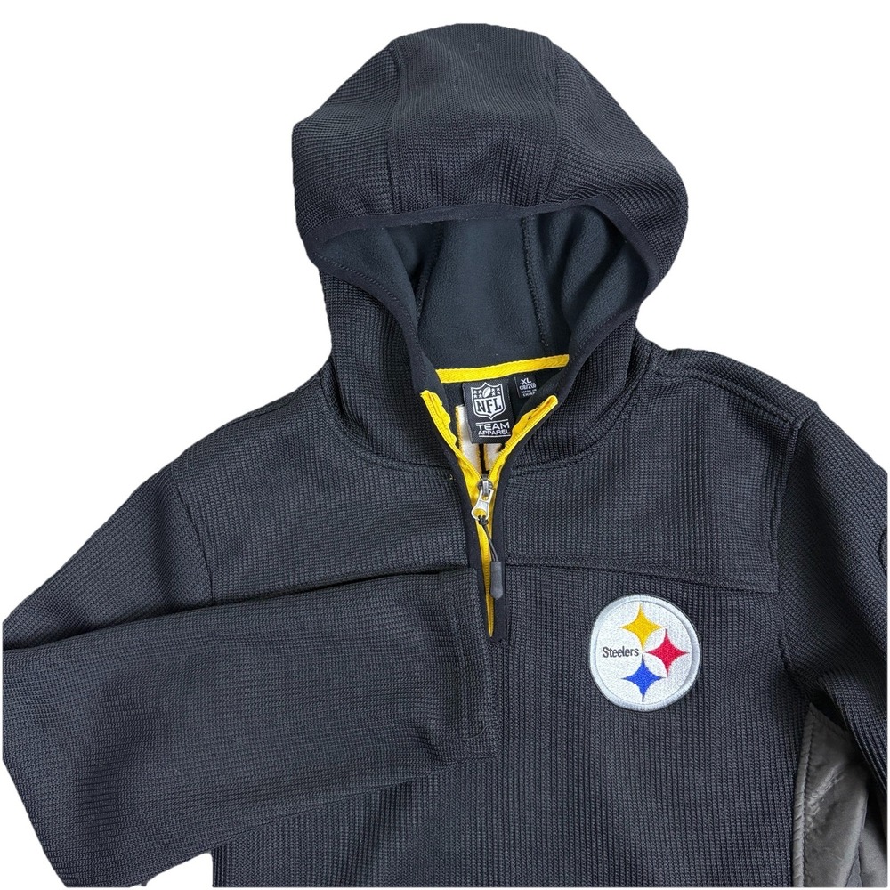 NFL Team Apparel Pittsburgh Steelers Youth XL‎ 18 20 Hood Waffle Fleece Pullover